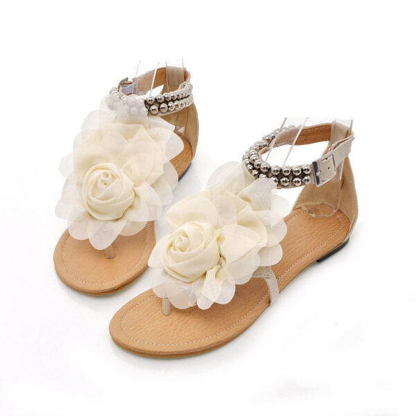 Girl Party Vacation Flip Flop Flat Sandals 3D Flowers Shoes