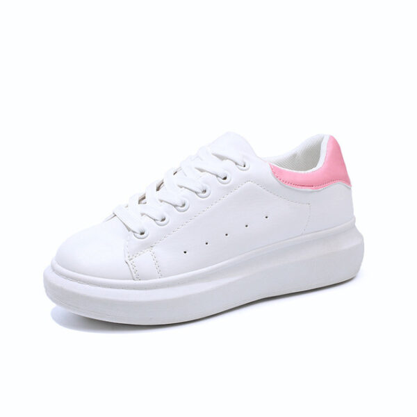 Fashion Breathable Sneakers leather Platform Shoes White