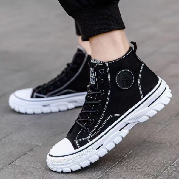 Men's Black Canvas Shoes Walking Sport Sneakers