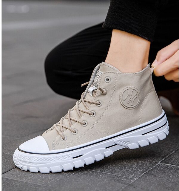 Men's Cream Canvas Shoes Walking Sport Sneakers