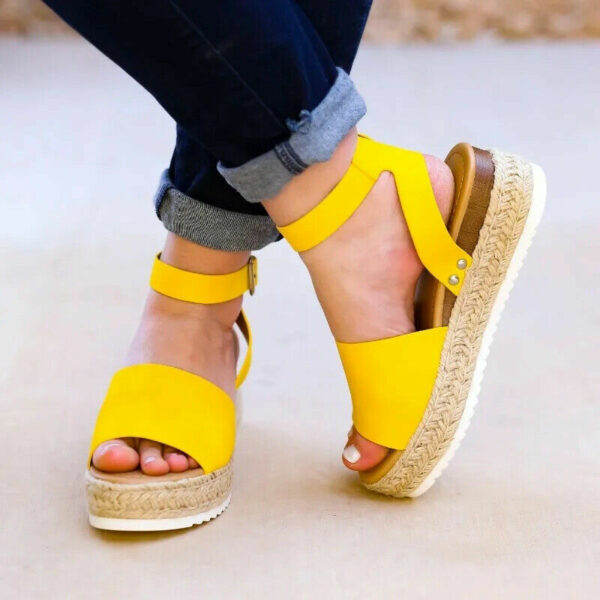 Platform Sandals Espadrille Ankle Strap Comfy Summer Peep Toe Shoes