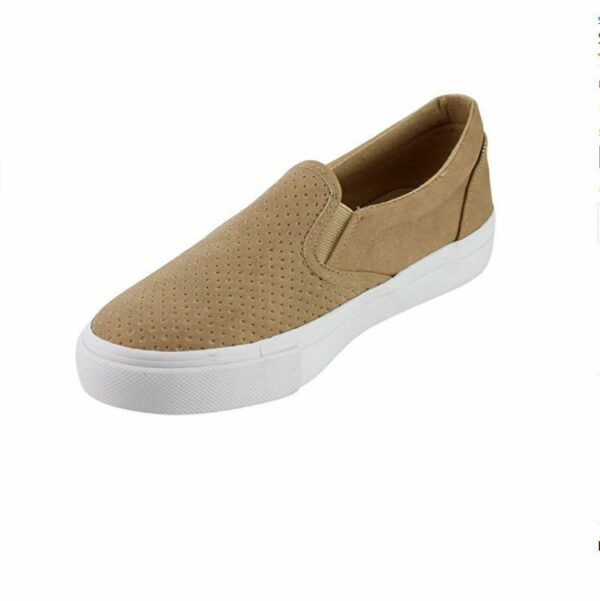 Women's Perforated Slip On Flat Round Toe Sneaker Shoes